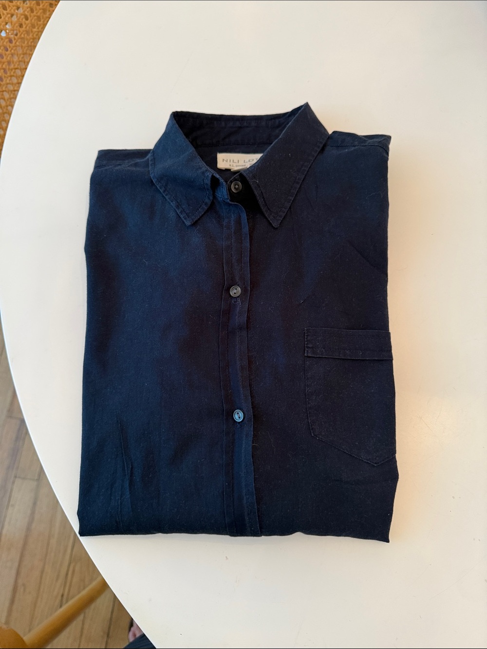 Nili Lotan Navy Blue Cotton Button-Down Shirt - Women